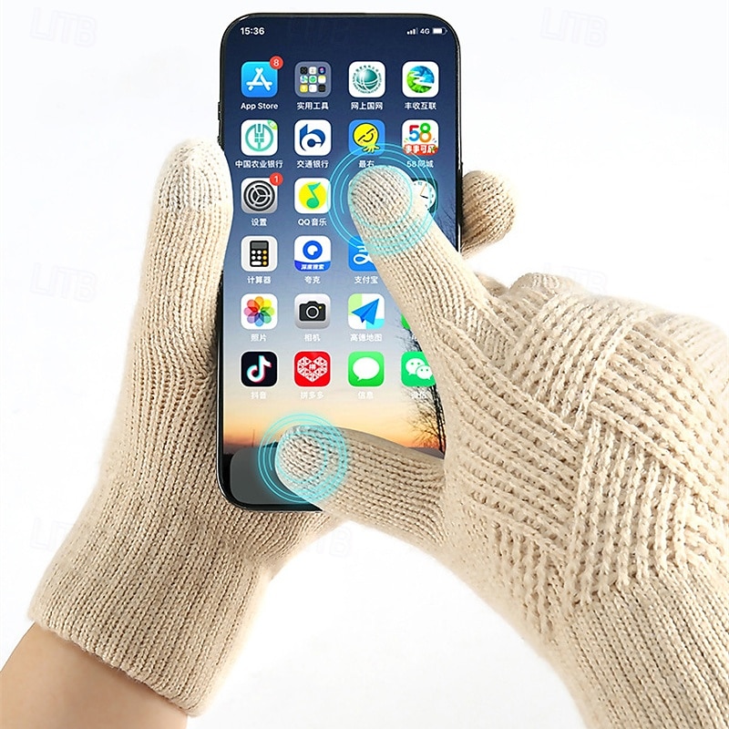 Dam 1 par Fingertoppar / Vinterhandskar / Stickade handskar Streetwear / Grundläggande / Utomhus Handskar - Solid färg Helt finger 2026 - $22.99 –P7