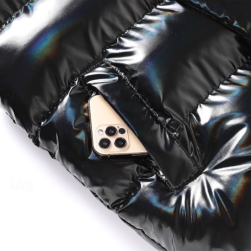 Per uomo Gilet imbottito Gilet Vacanza Quotidiano Data Moda Casual Autunno Inverno Tasca Poliestere Caldo Confortevole Tinta unica Cerniera Collo alla coreana Vestibilità regolare Nero Bianco Caffè del 2026 a $41.99 –P8