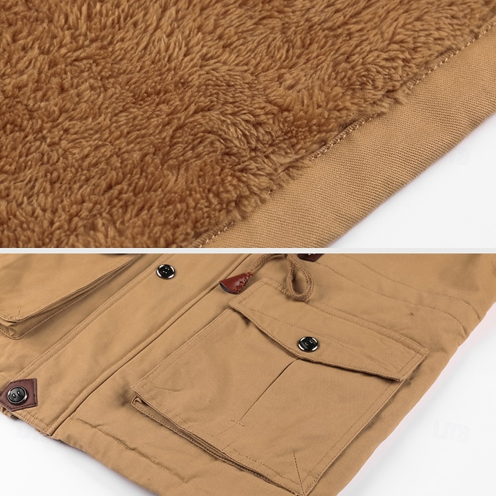 Homens Casaco de lã Jaqueta Carga Jaqueta Corta-Vento Térmico / Quente Casual Militar Ao ar livre Acampar e Caminhar Bordado Capuz removível Jaquetas de algodão Inverno Colarinho Chinês Manga Longa de 2026 por $68.99 –P8