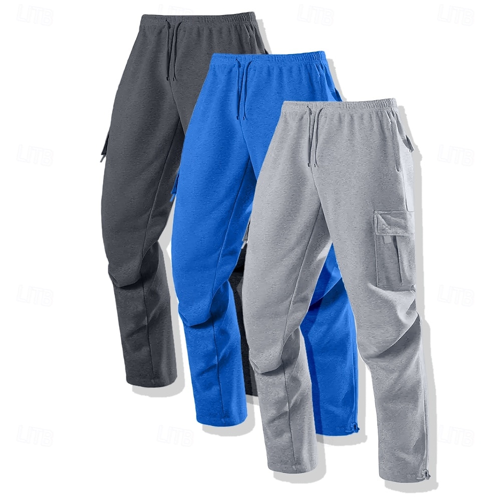 Men's Cargo Sweatpants Fleece Pants Joggers Trousers Casual Pants Drawstring Elastic Waist Multi-pack Solid Color Windproof Outdoor Full Length Outdoor Casual Daily Fashion Streetwear 2025 - $35.99 –P8