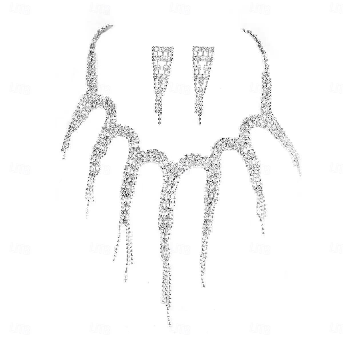 Женский комплект украшений со стразами зеленого цвета, включающий ожерелье и кольца для рождественской вечеринки, бала &вечерние мероприятия 2026 - $11.99 –P2