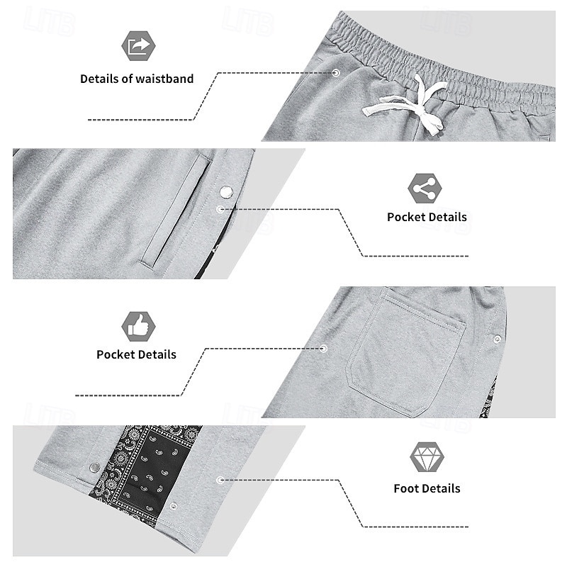 Homens Calças Esportivas Calça de moletom com pernas largas Calças Calças largas Com Cordão Cintura elástica Botão Lateral Bloco de cor Tecido Pavio Humido Respirável Comprimento total Esportes de 2026 por $25.99 –P6