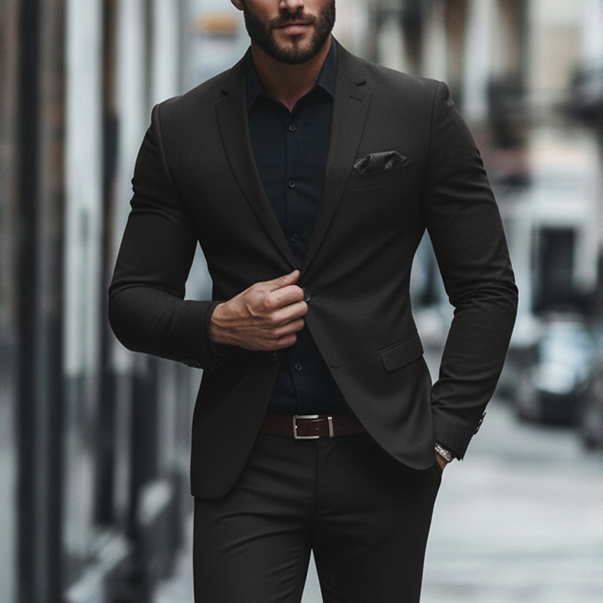 Ανδρικά Επαγγελματικά κοστούμια Causal Μαύρο Μπορντώ Άνοιξη, Φθινόπωρο, Χειμώνας, Καλοκαίρι Εφαρμογή Κλασικό Πέτο Καθημερινά Δουλειά Μονόχρωμο Κατά παραγγελία εφαρμογή Σετ 2 τεμαχίων 2026 - $115.99 –P2