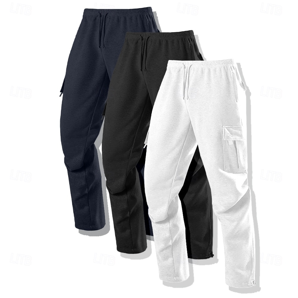 Men's Cargo Sweatpants Fleece Pants Joggers Trousers Casual Pants Drawstring Elastic Waist Multi-pack Solid Color Windproof Outdoor Full Length Outdoor Casual Daily Fashion Streetwear 2025 - $35.99 –P14