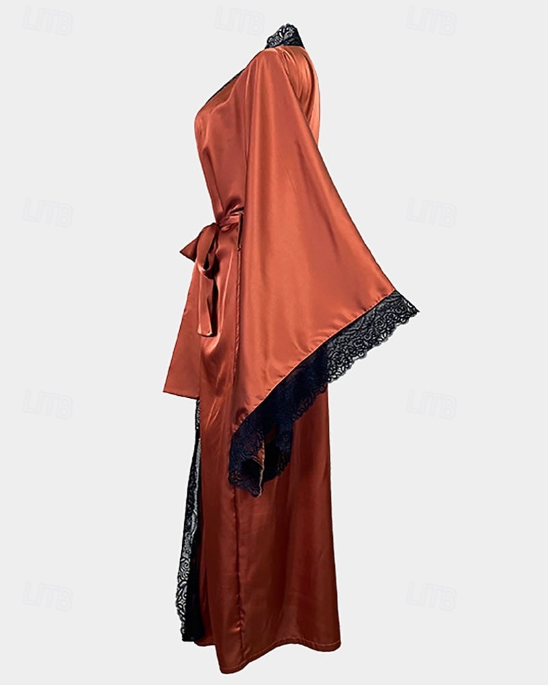 Γυναικεία Πυτζάμες Σαλόνια Νυχτικιά Ολόσωμες Φόρμες Ζεστό Μοντέρνα Σέξι Μονόχρωμες Σατέν Μεταξωτές Πιτζάμες Πιτζάμες Κορδόνι Δαντέλα Σπίτι Μακρυμάνικο Λαιμόκοψη V 2026 - $44.99 –P5