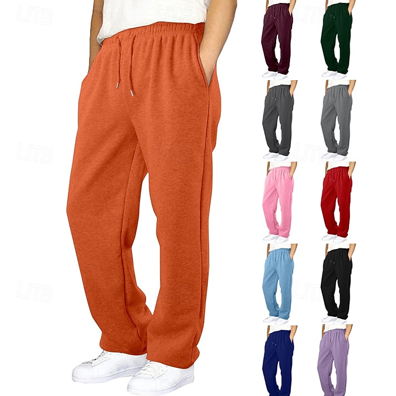 Homme Joggings Jogging à Jambes Larges Pantalons Pantalon de survêtement ouvert en bas Cordon de serrage Taille Élastique Jambe Droite Uni Respirant Longueur complète Sport en Plein Air Occasionnel de 2025 ? $17.99 –P1