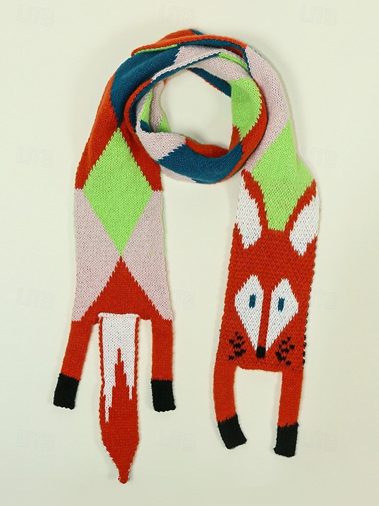 Écharpe en tricot de renard pour femme, cache-cou d'hiver en forme d'animal mignon, châle de dessin animé doux et coloré pour vêtements décontractés, cadeaux d'extérieur et de vacances de 2026 ? $11.99 –P7