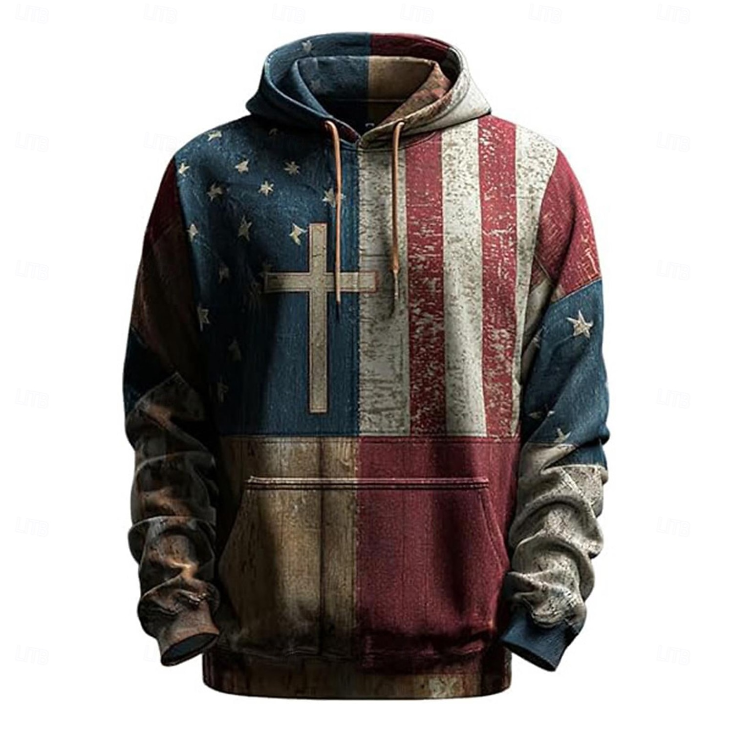 Per uomo Croce Bandiera Americana Felpa con Cappuccio Moda Quotidiano Casual Manica Lunga Con Cappuccio Abbigliamento casual alla moda Vacanza Feste Festival Blu Stampa Autunno Inverno progettista S del 2026 a $29.99 –P3