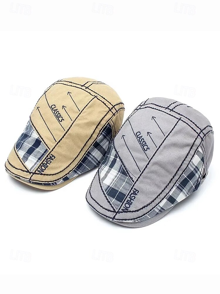 Casquette plate à carreaux en coton pour homme, chapeau gavroche vintage en lierre avec coupe ajustable, cadeau de Noël élégant pour les tenues décontractées et les voyages en plein air de 2025 ? $18.99 –P7