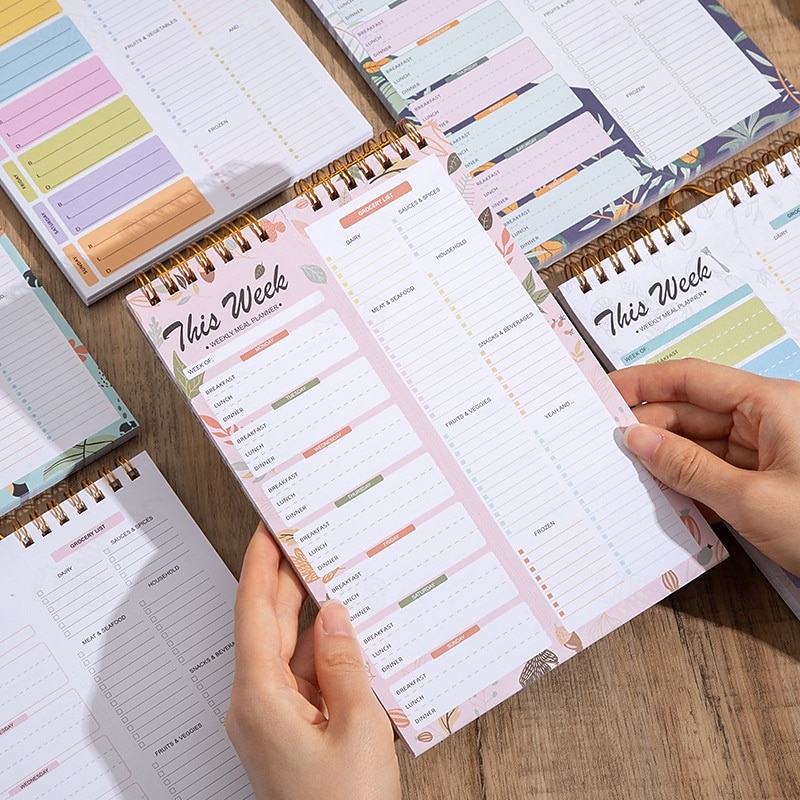 ateriasuunnitteluvihko 8,5x5,8 tuumaa, 52 arkkia magneettinen, kaksoiskierteinen ateria &ruokalista, seinälle kiinnitettävä ruokalistasuunnittelija päivittäiseen käyttöön &viikkosuunnitelma 2026 - $13.99 –P6