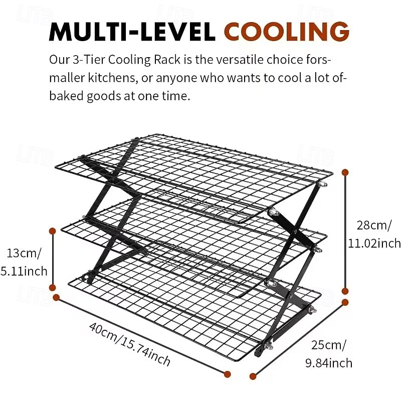 מדף קירור מתקפל משודרג בן 3/4 קומות עם עיצוב מתכוונן של 3 מצבים, ניתן לערום, צלייה, בישול וייבוש, מדף קירור תיל לאפייה, עוגיות, עוגה, צלייה וצלייה על האש 2026 - $42.99 –P8