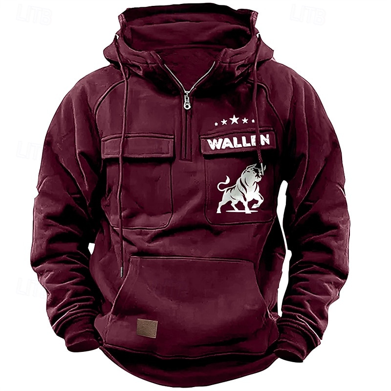 Per uomo Felpa con cappuccio Felpa con cappuccio e zip corta Nero Rosa Vino Blu Verde Con Cappuccio Bandiera Nazionale Coulisse Tasca Sport & Outdoor Quotidiano Ferie Streetwear Essenziale Casual del 2026 a $42.99 –P8
