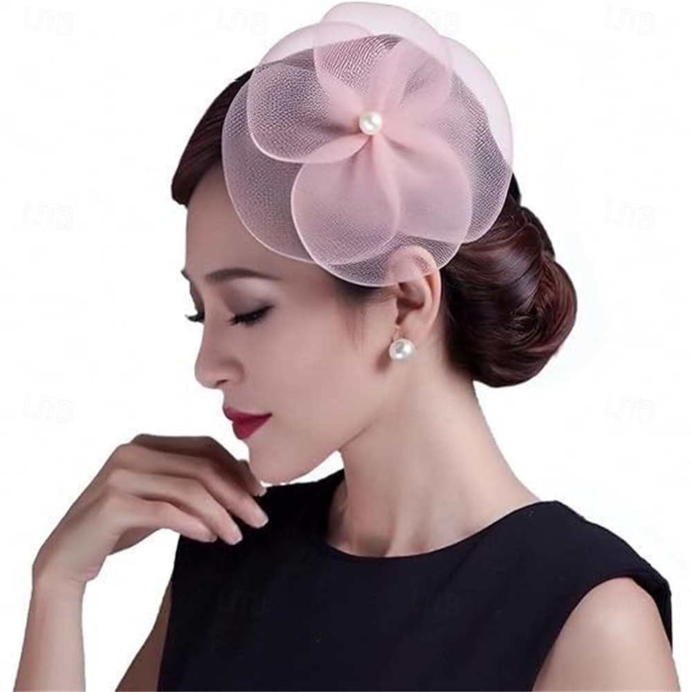 Fascinadores Tule Pérola Chapéu Fedora Casamento Festa de Chá Corrida de cavalos coquetel Elegante Vintage Com Perola Imitação Capacete Chapéu de 2026 por $17.49 –P1