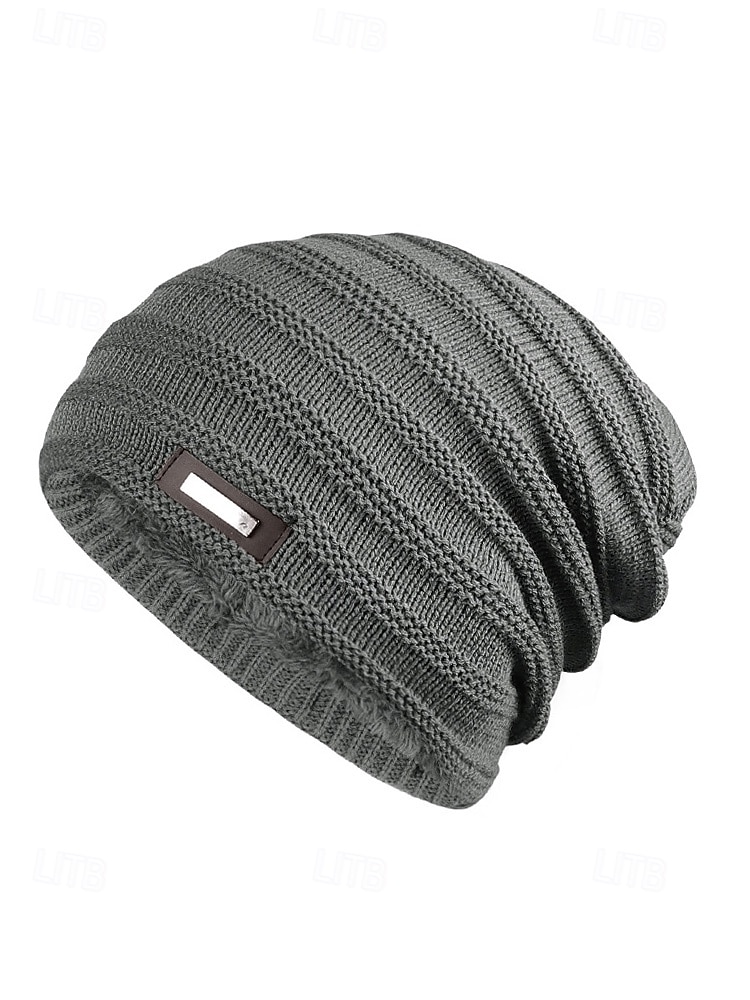 2025年 クリスマス用のメンズニットビーニーハット、柔らかいアクリルとフェイクファー、冬のファッションに最適な複数の色  コレクション – $11.99 –P5