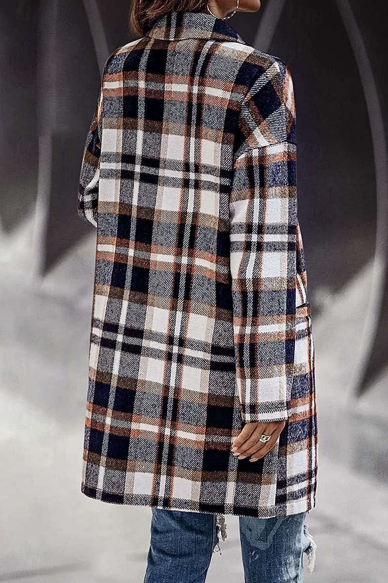 Pentru femei Palton de iarnă Jachete Iarnă Comfortabil Respirabil Buzunar Imprimeu Casual Plisat Vacanță Stradă Casual Purtare Zilnică Cu Un Nasture Lung Răsfrânt Fit regulat Manșon Lung Îmbrăcăminte 2026 - $36.99 –P10