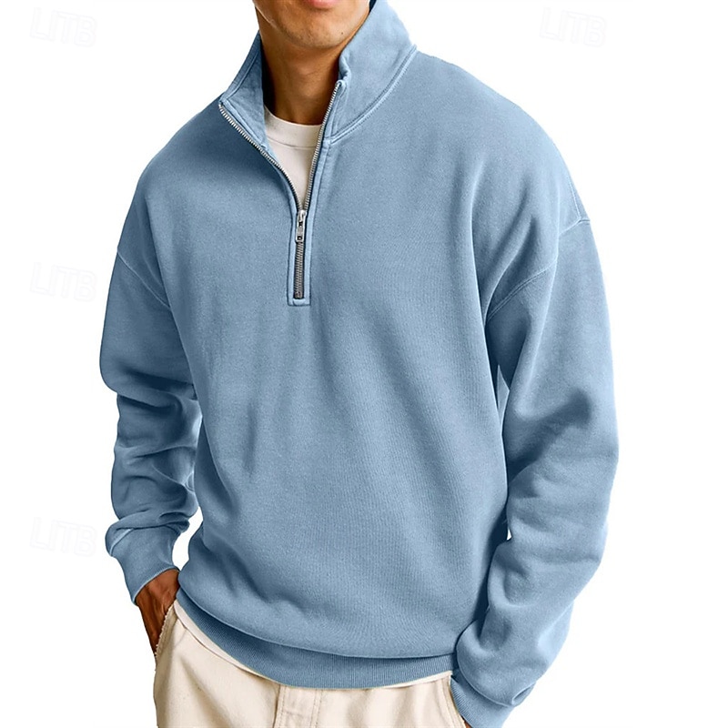 Homens Moletom Estacionar Moletom com zíper Azul Claro Colarinho Clerical Meio Zíper Tecido Zíper Casual Diário Desportos e Ar livre Roupa de rua Legal Roupa de Esporte Primavera & Outono Roupa de 2026 por $28.99 –P3