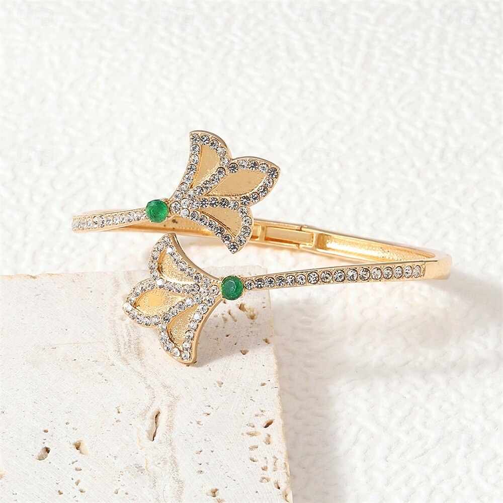 Cyrkonia Styl vintage Klasyczny Kształt listka Elegancja Zabytkowe Moda Modny Chrom Bransoletka Biżuteria Złota Na Codzienny Studniówka Impreza Ślub Prezent Zaręczynowy 2026 - $9.99 –P3