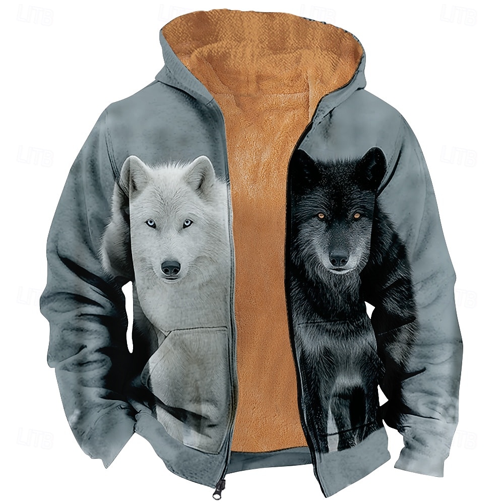 Homme Loup Polaire Sweat à capuche Veste Sweatshirt Classique Militaire Chasse manche longue Col ras du cou Extérieur Camping Noir Bleu de minuit Gris Gris 2 Zip Up Automne Hiver Designer S M L XL de 2026 ? $41.99 –P1