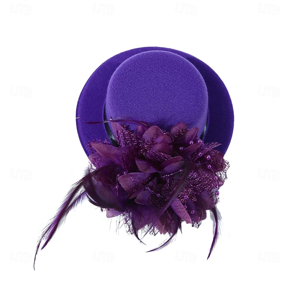 fascinators Fjädrar Fedorahatt Bröllop Tebjudning Hästrace cocktail Elegant Vintage söt stil Med Fjäder Hårbonad Huvudbonader 2026 - $16.49 –P6