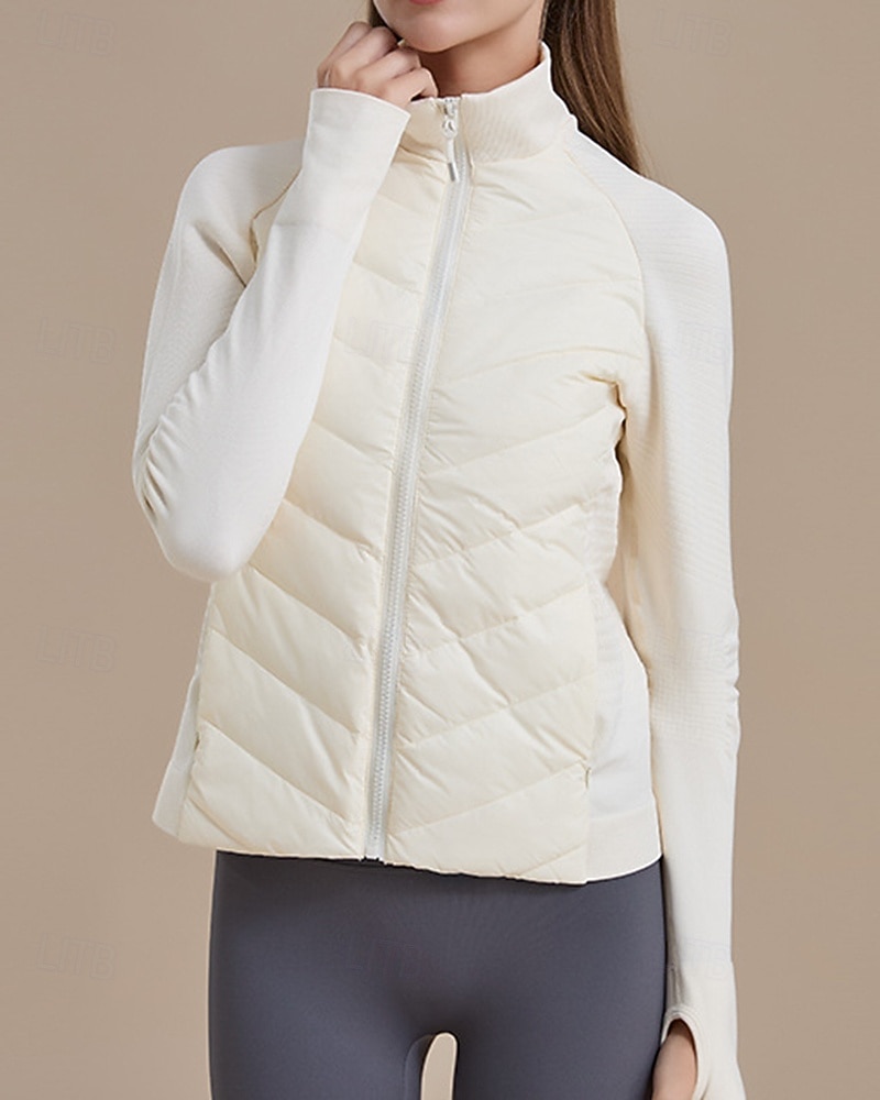 Women's Hiking Jacket Puffer Jacket Thermal Jacket Outdoor Thermal Warm Hiking Outfits Hiking Clothes Winter Autumn / Fall Top Camping / Hiking / Caving Winter Sports Running Solid Color Black White 2026 - $107.99 –P2