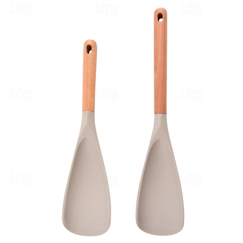 Multifunkční špachtle s ergonomickou dřevěnou rukojetí - odolný nepřilnavý kuchyňský nástroj na vaření, servírování, obracení palačinek, míchání polévky, míchání těsta - černá &bílé možnosti 2026 - $13.99 –P17
