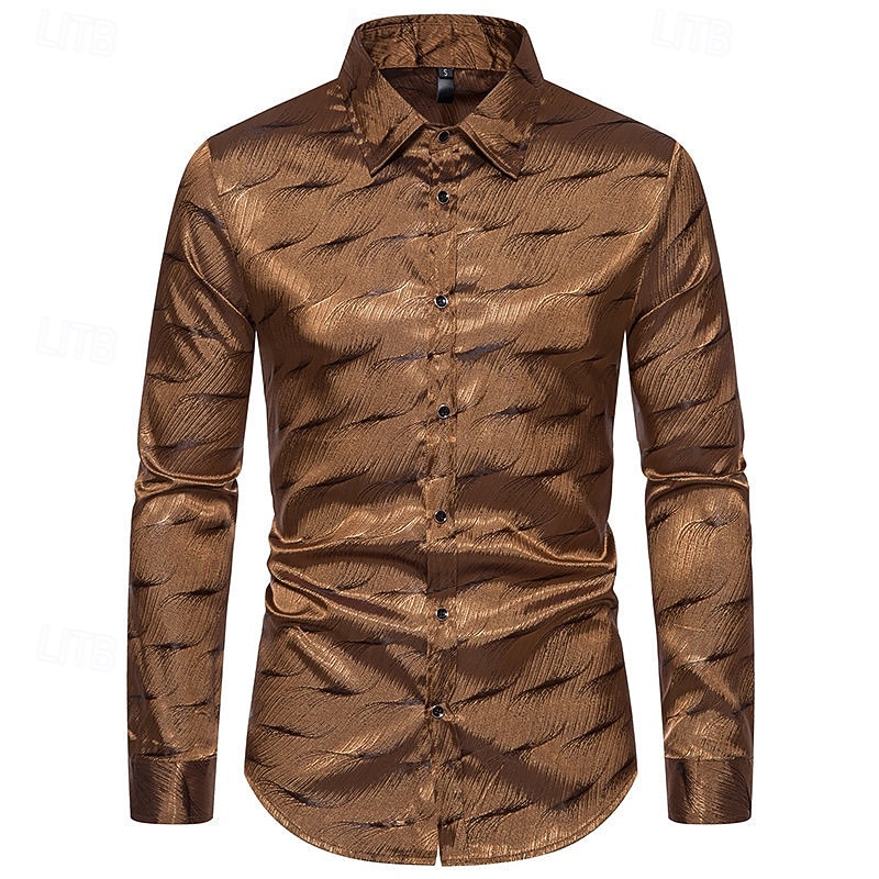 Men's Shirt Casual Shirt Button Up Shirt Prom Shirt Black Wine Purple Gold Long Sleeve Plain Textured Lapel Party Daily Jacquard Clothing Apparel Fashion Smart Casual 2026 - $26.99 –P8