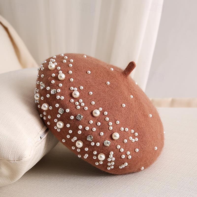 Chapéus Lã Chapéu de Boina Casamento Feriado Festa de Chá Corrida de cavalos coquetel Elegante Vintage Com Pérolas Capacete Chapéu de 2026 por $16.49 –P6