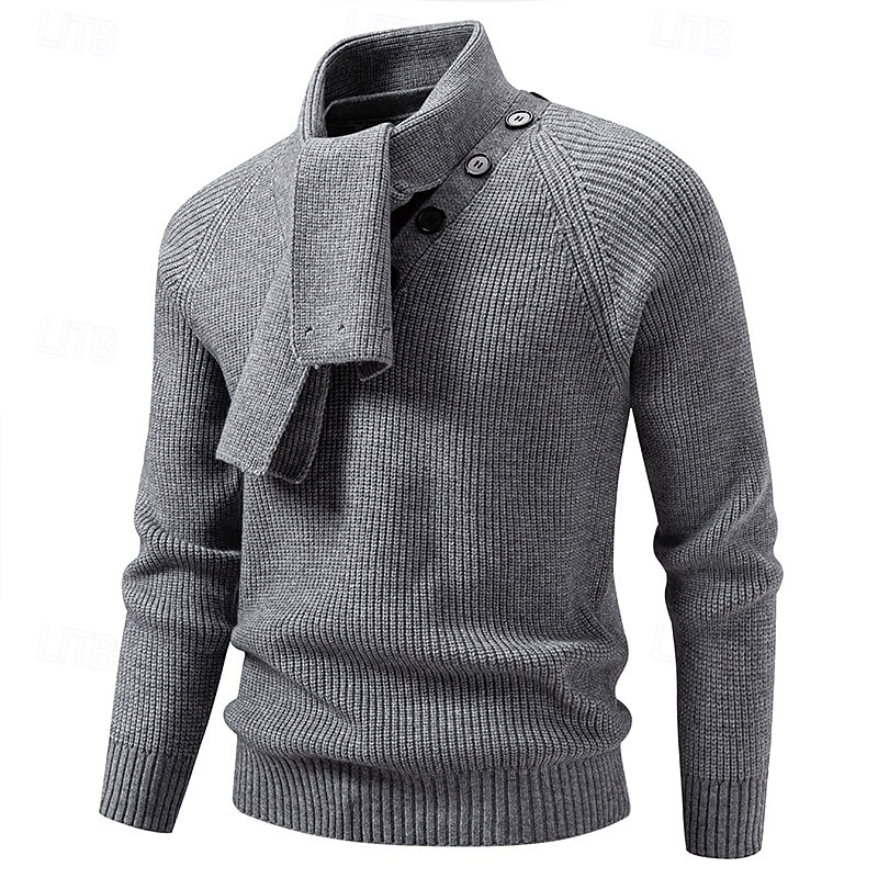 Homens Suéter Pulôver suéter Estriado Tricotar Tops regulares Conversível Tricotado Tecido Xaile Roupa de Malha Moderna Casual Roupa Diária Roupa Outono Inverno Preto Branco M L XL de 2026 por $39.99 –P3