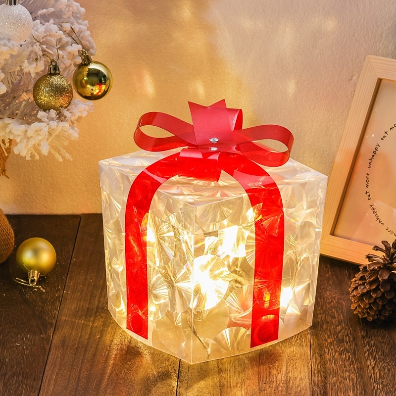 3 Pcs Christmas bow LED luminous gift box for indoor and outdoor Christmas atmosphere decoration lights, ornaments, props, AAA battery box 13/15/19CM 2025 - CAD $25.99 –P1