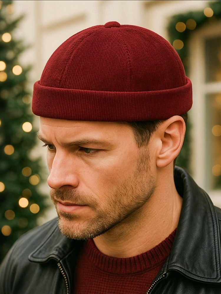 мужская вельветовая шапка-бини с регулируемым ремешком, ретро-матросская шапка в нескольких цветах, теплая зимняя шапка для рождественских нарядов, уличной одежды и повседневной носки 2026 - $11.99 –P1