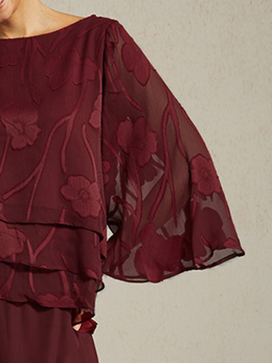 Жен. Кружевная рубашка Блуза Нарядные Топы Топы из шифона Сплошной цвет Цветочный принт Элегантный стиль Стиль На каждый день Рукав до локтя Рукава-крылышки Вырез лодочкой Обычные топы 2025 - $59.99 –P6