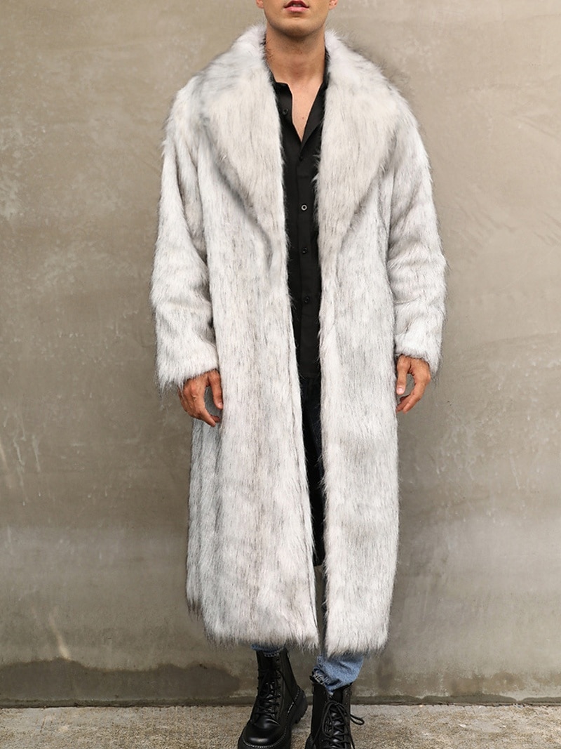 Miesten Talvitakki Tekoturkis Loma Päivittäin Pidä lämpimänä Fleece Syksy Talvi Tavallinen Muoti Katutyyli Kauluskäänne Pitkä Musta Valkoinen Keltainen Jackets 2026 - $69.99 –P2