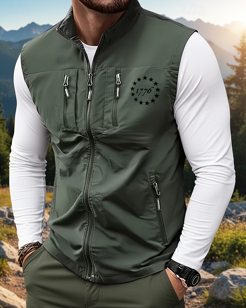 Per uomo Gilet Gilet da pesca All'aperto Quotidiano Moda Casual Primavera Autunno Cerniera Tasca Stampato Poliestere Confortevole Stella Numero Monopetto Un Bottone Collo alla coreana Vestibilit del 2026 a $35.99 –P5