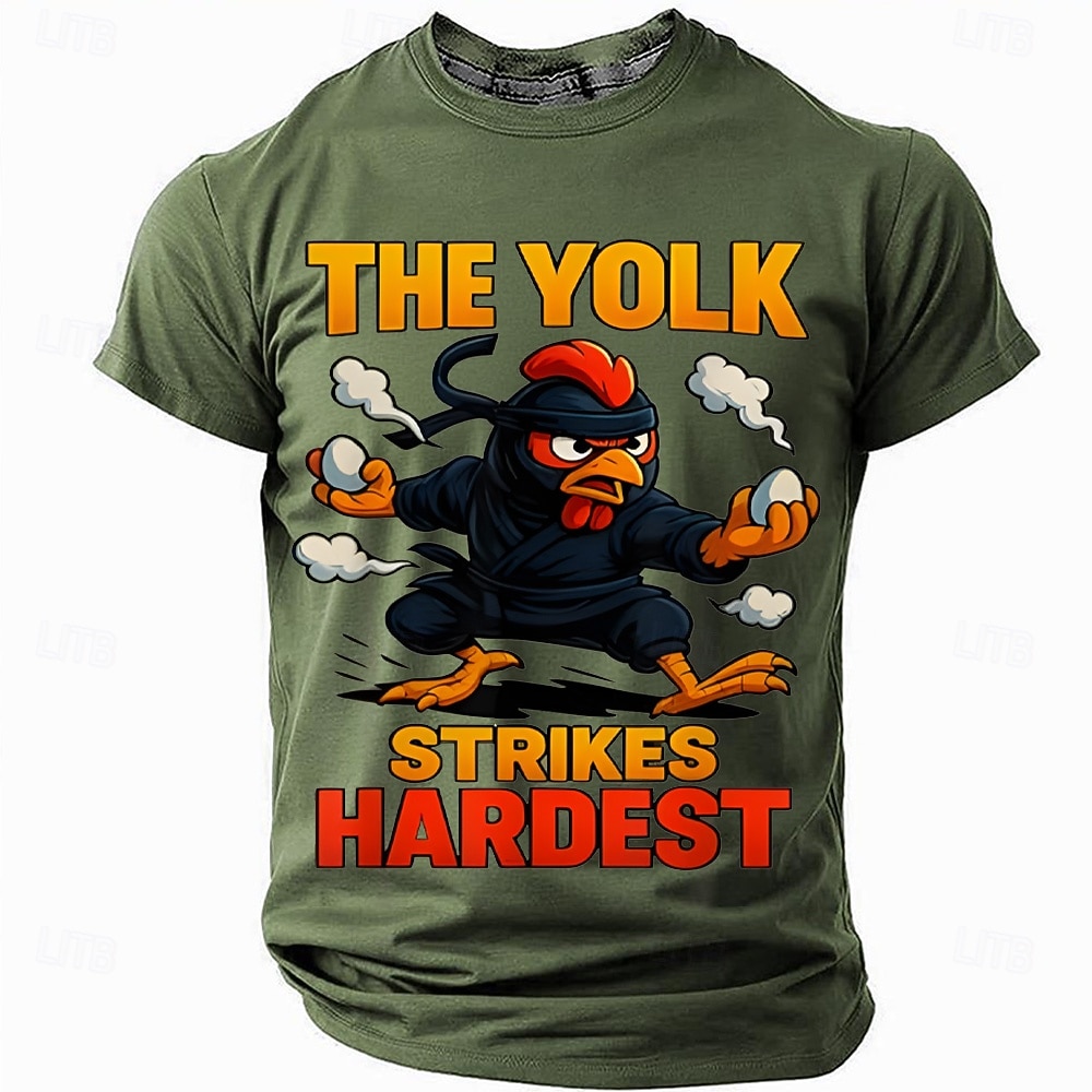 lustiges Hühnershirt, das Eigelb schlägt am härtesten, Ninja-Huhn-Wortspiel-T-Shirt für Männer, Kampfsport-Humor, Tshirt, Geschenk für Papa oder Freund 2025 - $19.99 –P3