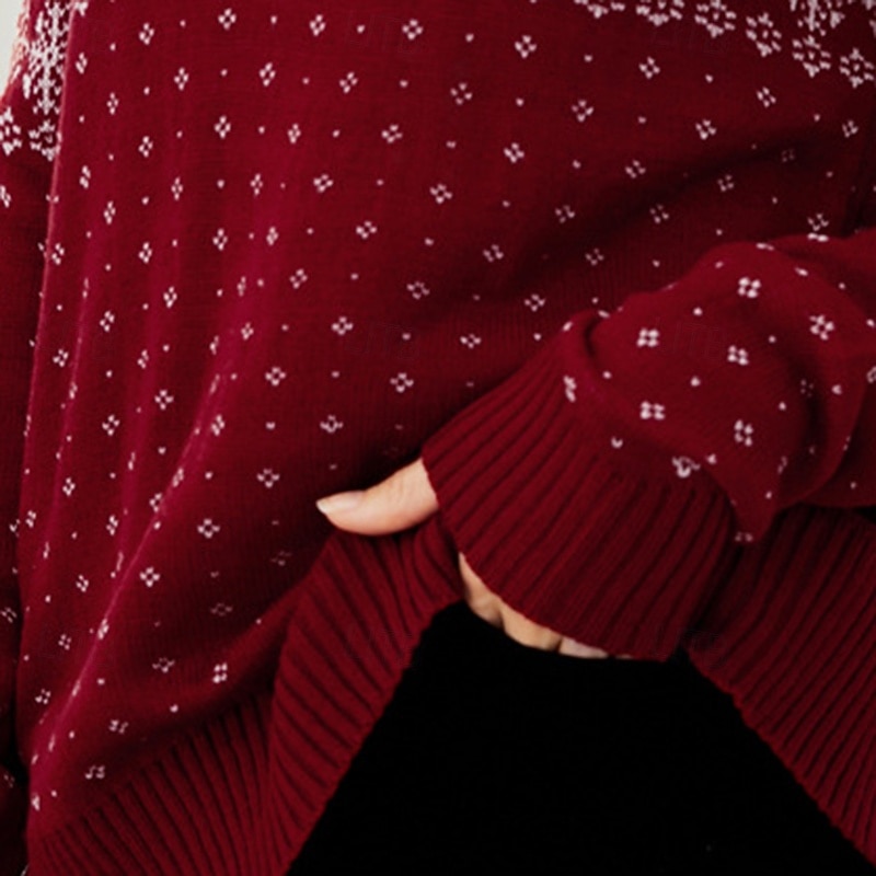 Vánoce Dámské Ležérní topy Pulovrový svetr Rolák Dlouhý rukáv Vrchní část oděvu Oblečení na atletiku Grafika Bavlna Yumuşak Teplý Večírek Dovolená sportovní oblečení Sportovní oděvy Rubínově červen 2025 - $25.99 –P7