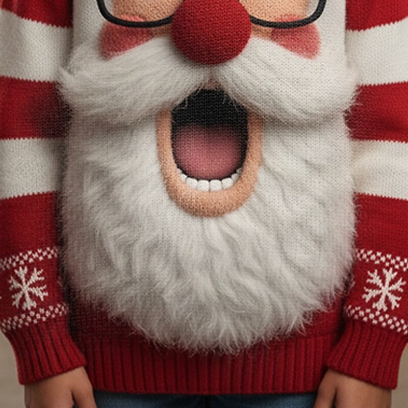 Kerstmis Voor meisjes 3D Kerstman Gestreept Lelijke kersttrui kerstcadeau Trui Lange mouw 3D-afdrukken Herfst Winter Modieus Feest Kinderen 4-12 jaar Strakke ronde hals Buiten Dagelijks Normale 2025 - $27.99 –P3