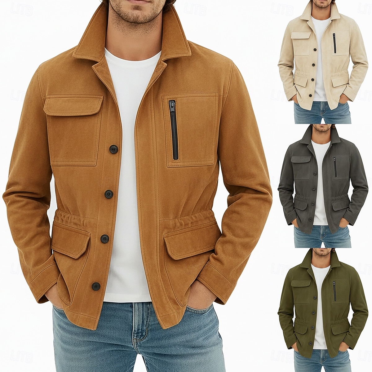 Pánské Bunda z umělého semiše Rüzgarlık Hnědá semišová bunda Ležérní Běžné / Denní Rüzgarlık Slátanina Elastický pas Zima Jaro & podzim Pevná barva Vinobraní Módní Košilový límec Standardní Hněd 2025 - $51.99 –P1