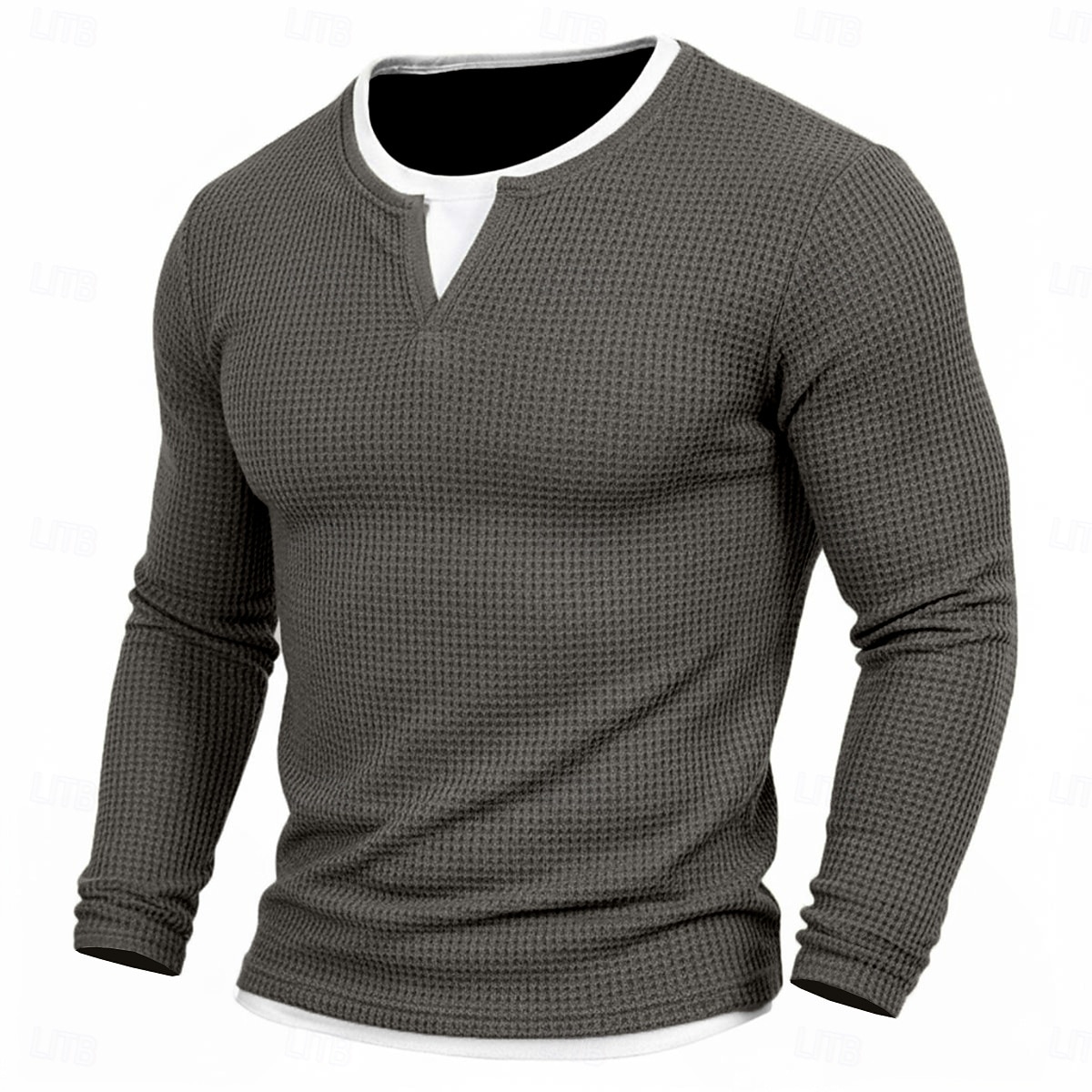 Ανδρικά Βάφλα μπλουζάκι Μπλουζάκι Πουκάμισο Waffle Henley Μακρυμάνικο Στρογγυλή Ψηλή Λαιμόκοψη Λαιμόκοψη V Όλες οι εποχές Συμπαγές Χρώμα Παραδοσιακό / Πεπαλαιωμένο Καθημερινό ψεύτικο δύο κομμάτια 2026 - $24.99 –P5