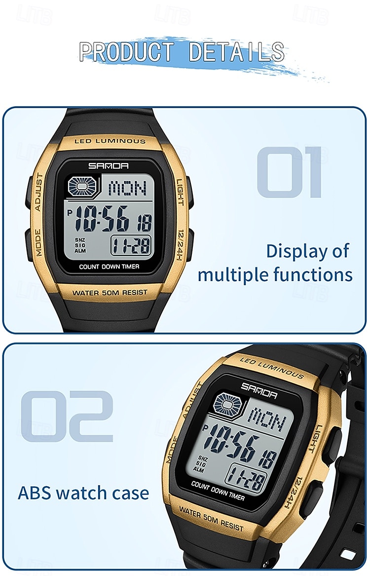 SANDA Gift for Women Men Digital Watch Large Dial Outdoor Sports Casual Luminous Calendar Date Waterproof Silicone Watch 2026 - $29.99 –P17