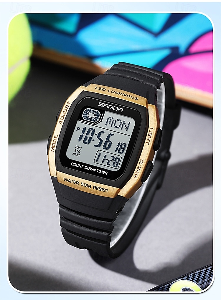 SANDA Gift for Women Men Digital Watch Large Dial Outdoor Sports Casual Luminous Calendar Date Waterproof Silicone Watch 2026 - $29.99 –P2