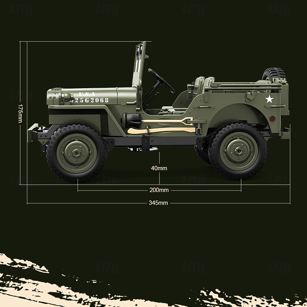 רכב צבאי RC לאסף - ג'יפ וויליס צבאי בסגנון שלט רחוק - דגם מפורט לחובבים וילדים מתנה לחג המולד 2026 - $118.99 –P10