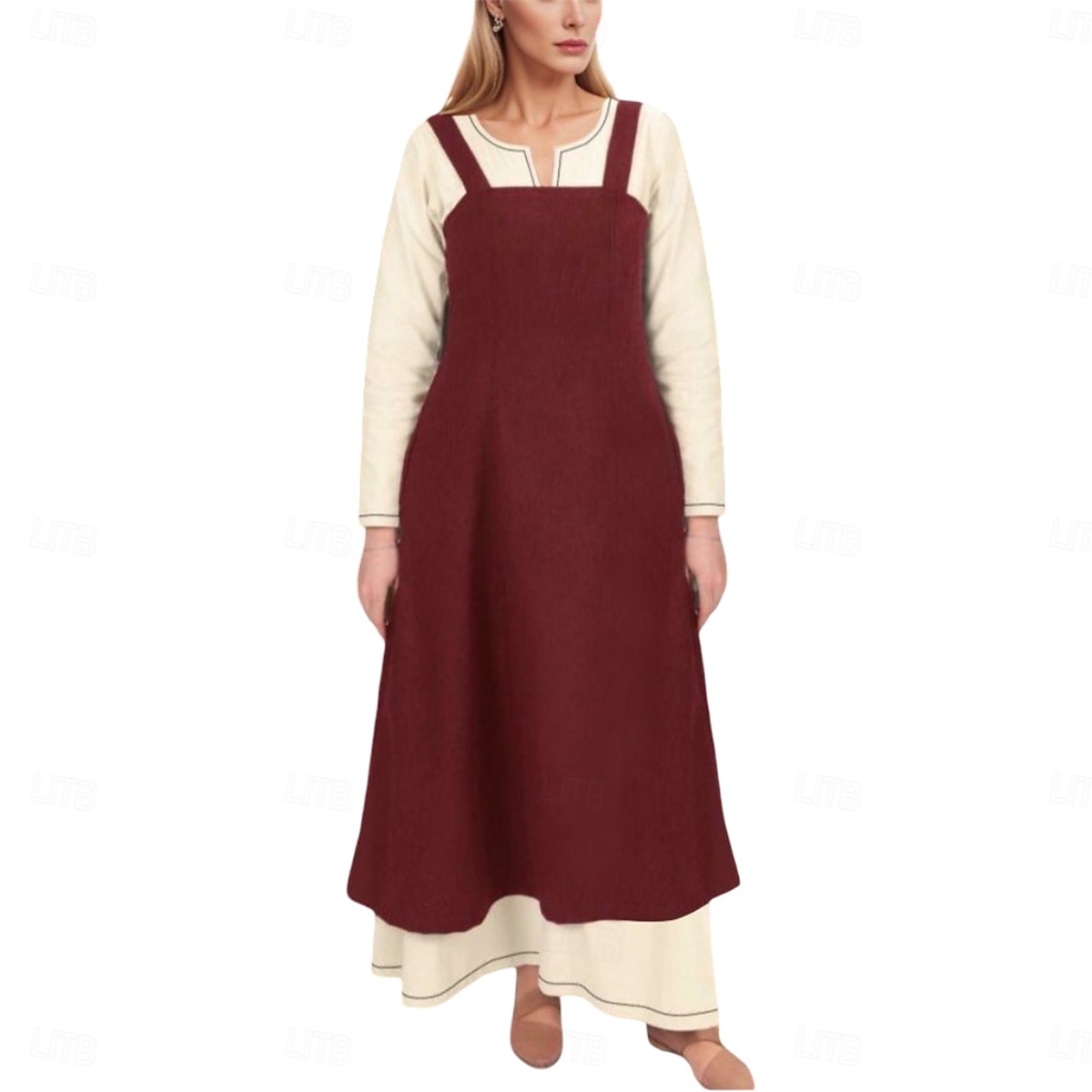 γυναικεία μεσαιωνική ποδιά βίκινγκ φόρεμα με δεμένη πλάτη τουνίκ σετ φόρεμα 2 τμχ για larp ren faire αποκριάτικο φόρεμα για πάρτι της αναγέννησης 2026 - $77.99 –P5