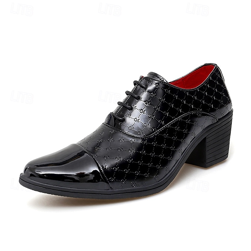 Zapatos de vestir para hombre de piel sintética roja con detalle de tachuelas: elegantes zapatos de fiesta de Navidad para hombre. 2026 - $59.99 –P2
