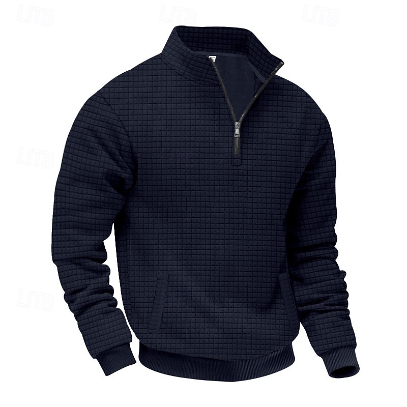 Homme Sweat-shirt Sweat-shirt quart de fermeture éclair Gris Clair Demi-zip Uni Jacquard Quotidien Sport & Loisir Fête Polyester Streetwear Basique Occasionnel Printemps Automne Vêtement Tenue Pulls de 2026 ? $28.99 –P11