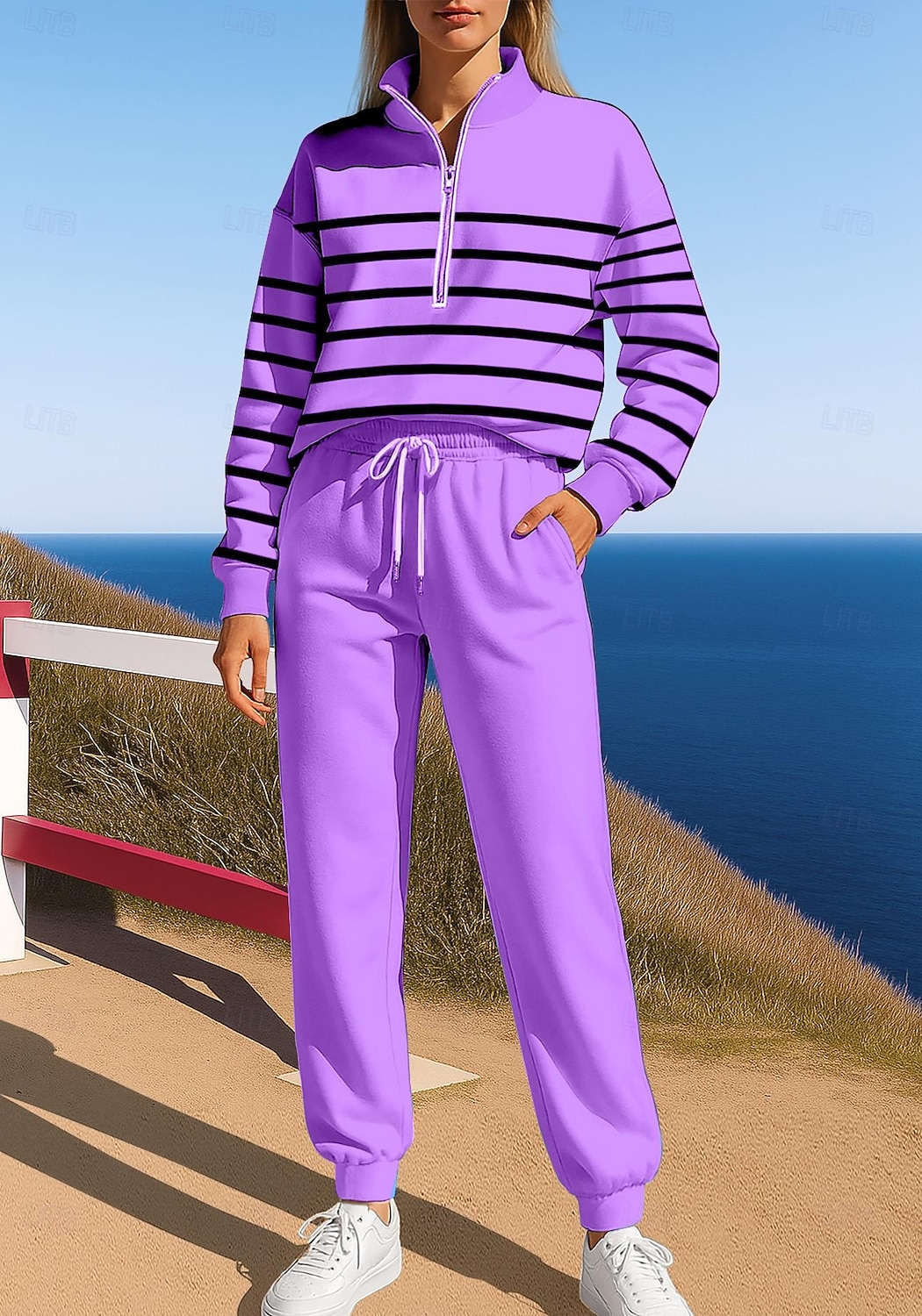 Mujer Sudadera Tracksuit Vestimenta para correr Correa Cremallera Geométrico Chaqueta y Pantalones de Chándal Conjunto de ropa deportiva Primavera Azul Morado Casual Rutina de ejercicio Al Aire Libre 2025 - $37.99 –P5