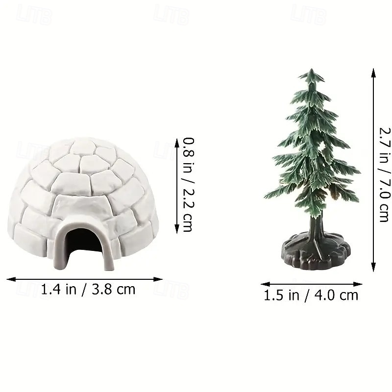 10-Piece Mini Arctic Igloo and Evergreen Tree Figurine Set, Plastic Mini Shelters with Snow-Covered Trees, Mushroom-Themed Garden Decoration Toys, Perfect for Desktop and Bookshelf Displays 2025 - $15.49 –P3