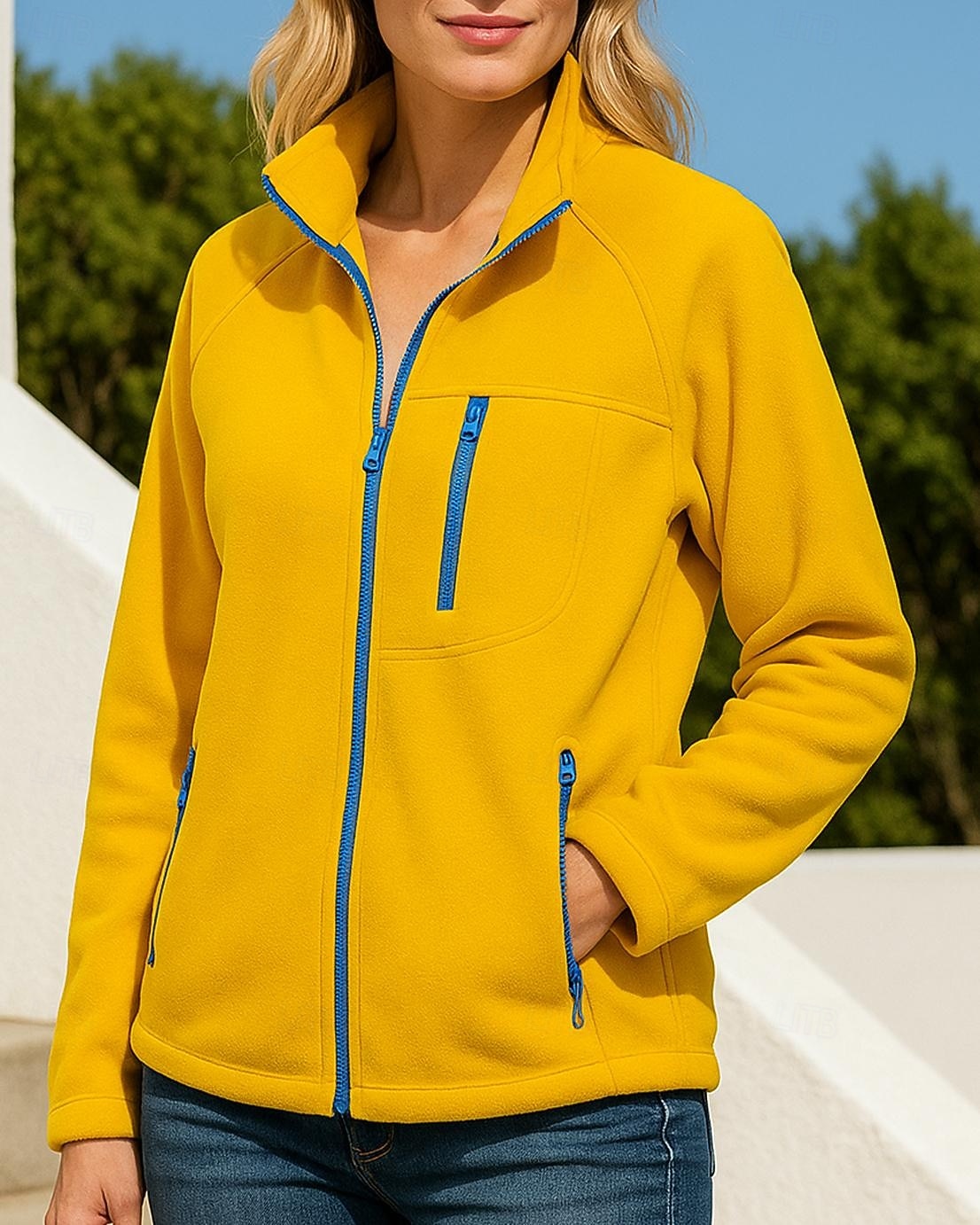 Women's Solid Colored Winter Coat Full Zip Jacket Polar Fleece Jacket Fall / Winter with Pockets Long Sleeve Athleisure Windproof Warm Hiking Running Travel Vacation Blue Black White Sportswear 2026 - $38.99 –P5