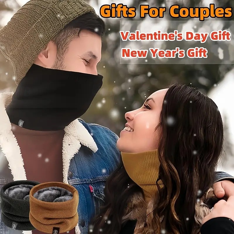 Scaldacollo elasticizzato in maglia - elegante sciarpa in poliestere tinta unita con fodera in velluto per uomo &donne - calde &accogliente, perfetto per le attività all'aperto - 80% poliestere &20% del 2025 a $7.99 –P4