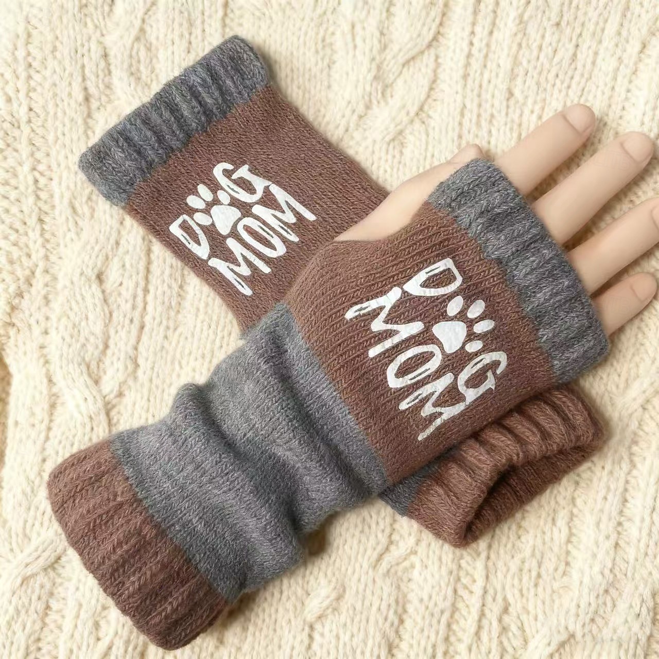 Women's 1 Pair Fingerless / Knitted Gloves Streetwear / Outdoor Gloves - Print Print 2026 - $16.99 –P2