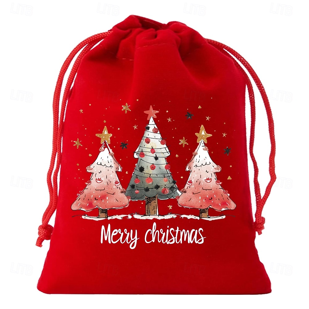 7 dużych świątecznych torebek ze ściągaczem - Święty Mikołaj, Wesołych Świąt, czerwony &Zielone upominki na przyjęcie świąteczne z zamknięciem na sznurek, idealne do przechowywania prezentów na Boże 2026 - $10.99 –P6